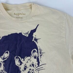 Boygenius Graphic T Shirt Cream Blue Mice Mouse Print Medium